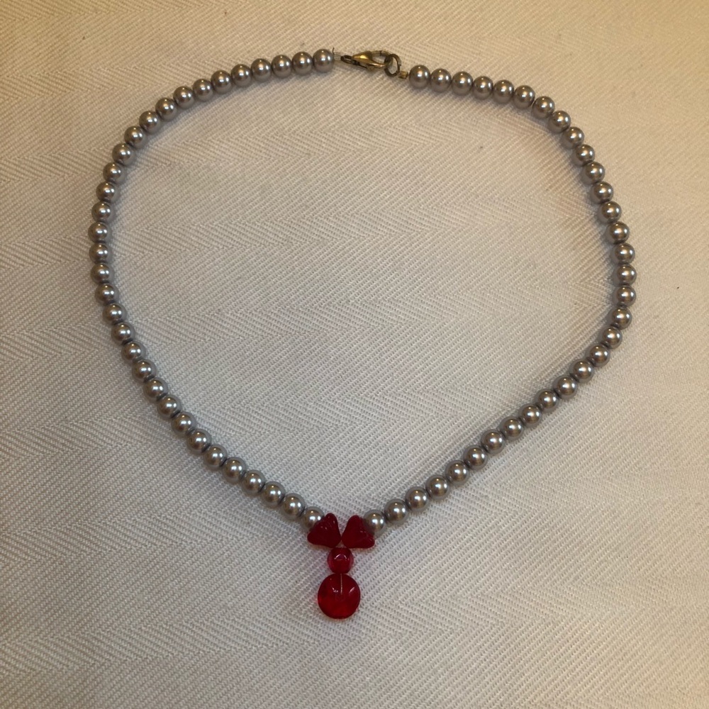 Silver and Red necklace